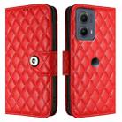 For Motorola Edge 2024 Rhombic Texture Flip Leather Phone Case with Lanyard(Red) - 2