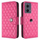 For Motorola Edge 2024 Rhombic Texture Flip Leather Phone Case with Lanyard(Rose Red) - 2