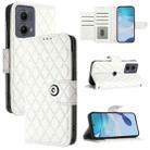 For Motorola Edge 2024 Rhombic Texture Flip Leather Phone Case with Lanyard(White) - 1