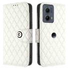 For Motorola Edge 2024 Rhombic Texture Flip Leather Phone Case with Lanyard(White) - 2