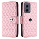 For Motorola Edge 2024 Rhombic Texture Flip Leather Phone Case with Lanyard(Pink) - 2