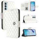 For Motorola Edge S30 / Moto G200 5G Rhombic Texture Flip Leather Phone Case with Lanyard(White) - 1