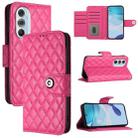 For Motorola Edge X30 Rhombic Texture Flip Leather Phone Case with Lanyard(Rose Red) - 1