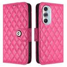 For Motorola Edge X30 Rhombic Texture Flip Leather Phone Case with Lanyard(Rose Red) - 2