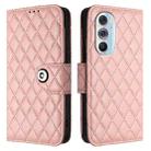 For Motorola Edge 30 Pro / Edge+ 2022 Rhombic Texture Flip Leather Phone Case with Lanyard(Coral Pink) - 2