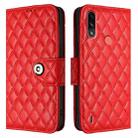 For Motorola Moto E7 Power Rhombic Texture Flip Leather Phone Case with Lanyard(Red) - 2