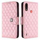 For Motorola Moto E7 Power Rhombic Texture Flip Leather Phone Case with Lanyard(Pink) - 2