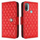 For Motorola Moto E20 / E30 / E40 Rhombic Texture Flip Leather Phone Case with Lanyard(Red) - 2