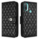 For Motorola Moto E20 / E30 / E40 Rhombic Texture Flip Leather Phone Case with Lanyard(Black) - 2