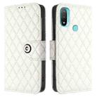 For Motorola Moto E20 / E30 / E40 Rhombic Texture Flip Leather Phone Case with Lanyard(White) - 2