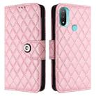 For Motorola Moto E20 / E30 / E40 Rhombic Texture Flip Leather Phone Case with Lanyard(Pink) - 2