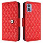 For Motorola Moto E22 / E22i Rhombic Texture Flip Leather Phone Case with Lanyard(Red) - 2