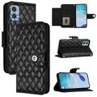 For Motorola Moto E22 / E22i Rhombic Texture Flip Leather Phone Case with Lanyard(Black) - 1