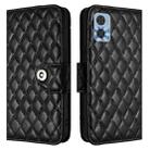 For Motorola Moto E22 / E22i Rhombic Texture Flip Leather Phone Case with Lanyard(Black) - 2