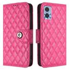 For Motorola Moto E22 / E22i Rhombic Texture Flip Leather Phone Case with Lanyard(Rose Red) - 2