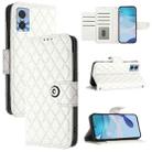 For Motorola Moto E22 / E22i Rhombic Texture Flip Leather Phone Case with Lanyard(White) - 1