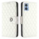 For Motorola Moto E22 / E22i Rhombic Texture Flip Leather Phone Case with Lanyard(White) - 2