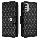 For Motorola Moto E32 4G Global Rhombic Texture Flip Leather Phone Case with Lanyard(Black) - 2