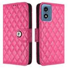 For Motorola Moto G Play 5G 2024 Rhombic Texture Flip Leather Phone Case with Lanyard(Rose Red) - 2