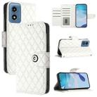 For Motorola Moto G Play 5G 2024 Rhombic Texture Flip Leather Phone Case with Lanyard(White) - 1