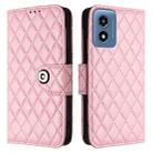 For Motorola Moto G Play 5G 2024 Rhombic Texture Flip Leather Phone Case with Lanyard(Pink) - 2