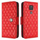 For Motorola Moto G Play 2021 Rhombic Texture Flip Leather Phone Case with Lanyard(Red) - 2