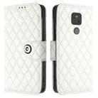 For Motorola Moto G Play 2021 Rhombic Texture Flip Leather Phone Case with Lanyard(White) - 2