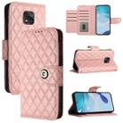 For Motorola Moto G Power 2021 Rhombic Texture Flip Leather Phone Case with Lanyard(Coral Pink) - 1