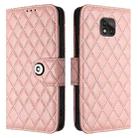 For Motorola Moto G Power 2021 Rhombic Texture Flip Leather Phone Case with Lanyard(Coral Pink) - 2