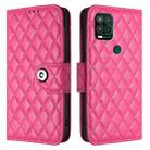 For Motorola Moto G Stylus 5G 2021 Rhombic Texture Flip Leather Phone Case with Lanyard(Rose Red) - 2