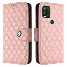 For Motorola Moto G Stylus 5G 2021 Rhombic Texture Flip Leather Phone Case with Lanyard(Coral Pink) - 2