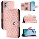 For Motorola Moto G Stylus 2021 4G Rhombic Texture Flip Leather Phone Case with Lanyard(Coral Pink) - 1