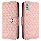 For Motorola Moto G Stylus 2021 4G Rhombic Texture Flip Leather Phone Case with Lanyard(Coral Pink) - 2
