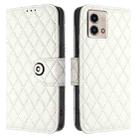 For Motorola Moto G Stylus 2023 4G Rhombic Texture Flip Leather Phone Case with Lanyard(White) - 2
