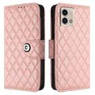 For Motorola Moto G Stylus 2023 4G Rhombic Texture Flip Leather Phone Case with Lanyard(Coral Pink) - 2