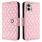 For Motorola Moto G Stylus 2023 4G Rhombic Texture Flip Leather Phone Case with Lanyard(Pink) - 2