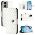 For Motorola Moto G04 / G24 Rhombic Texture Flip Leather Phone Case with Lanyard(White) - 1