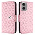 For Motorola Moto G04 / G24 Rhombic Texture Flip Leather Phone Case with Lanyard(Pink) - 2