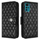 For Motorola Moto G22 / E22s 4G Global Rhombic Texture Flip Leather Phone Case with Lanyard(Black) - 2