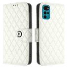 For Motorola Moto G22 / E22s 4G Global Rhombic Texture Flip Leather Phone Case with Lanyard(White) - 2