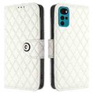 For Motorola Moto E32 India / E32s Rhombic Texture Flip Leather Phone Case with Lanyard(White) - 2