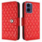 For Motorola Moto G24 Power India Rhombic Texture Flip Leather Phone Case with Lanyard(Red) - 2
