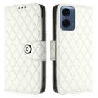 For Motorola Moto G24 Power India Rhombic Texture Flip Leather Phone Case with Lanyard(White) - 2