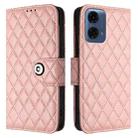 For Motorola Moto G24 Power India Rhombic Texture Flip Leather Phone Case with Lanyard(Coral Pink) - 2