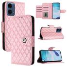 For Motorola Moto G24 Power India Rhombic Texture Flip Leather Phone Case with Lanyard(Pink) - 1