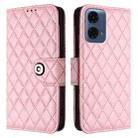 For Motorola Moto G24 Power India Rhombic Texture Flip Leather Phone Case with Lanyard(Pink) - 2