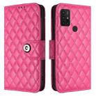 For Motorola Moto G30 / G10 / G20 Rhombic Texture Flip Leather Phone Case with Lanyard(Rose Red) - 2