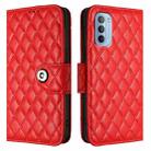 For Motorola Moto G31 / G41 Rhombic Texture Flip Leather Phone Case with Lanyard(Red) - 2