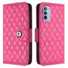 For Motorola Moto G31 / G41 Rhombic Texture Flip Leather Phone Case with Lanyard(Rose Red) - 2