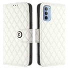 For Motorola Moto G31 / G41 Rhombic Texture Flip Leather Phone Case with Lanyard(White) - 2